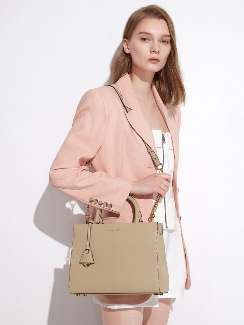 Charles & Keith Mirabelle Structured Handtasche Braun | 849WHSJFG