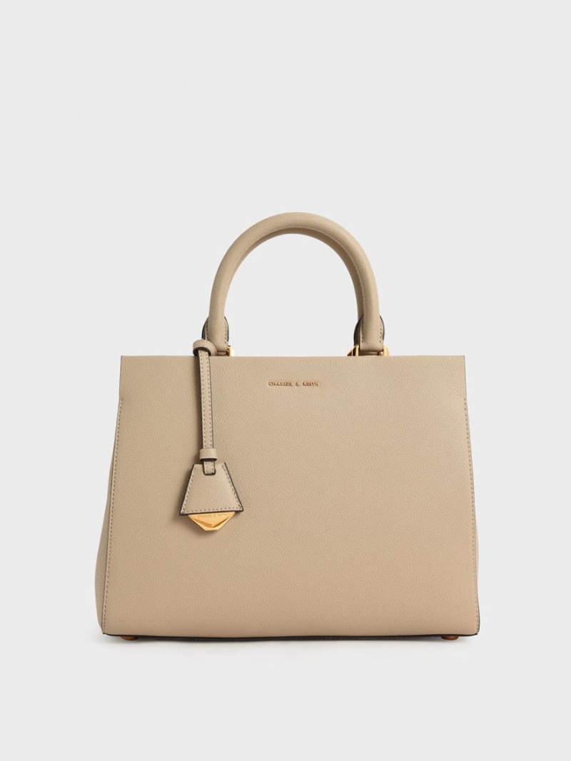 Charles & Keith Mirabelle Structured Handtasche Braun | 849WHSJFG