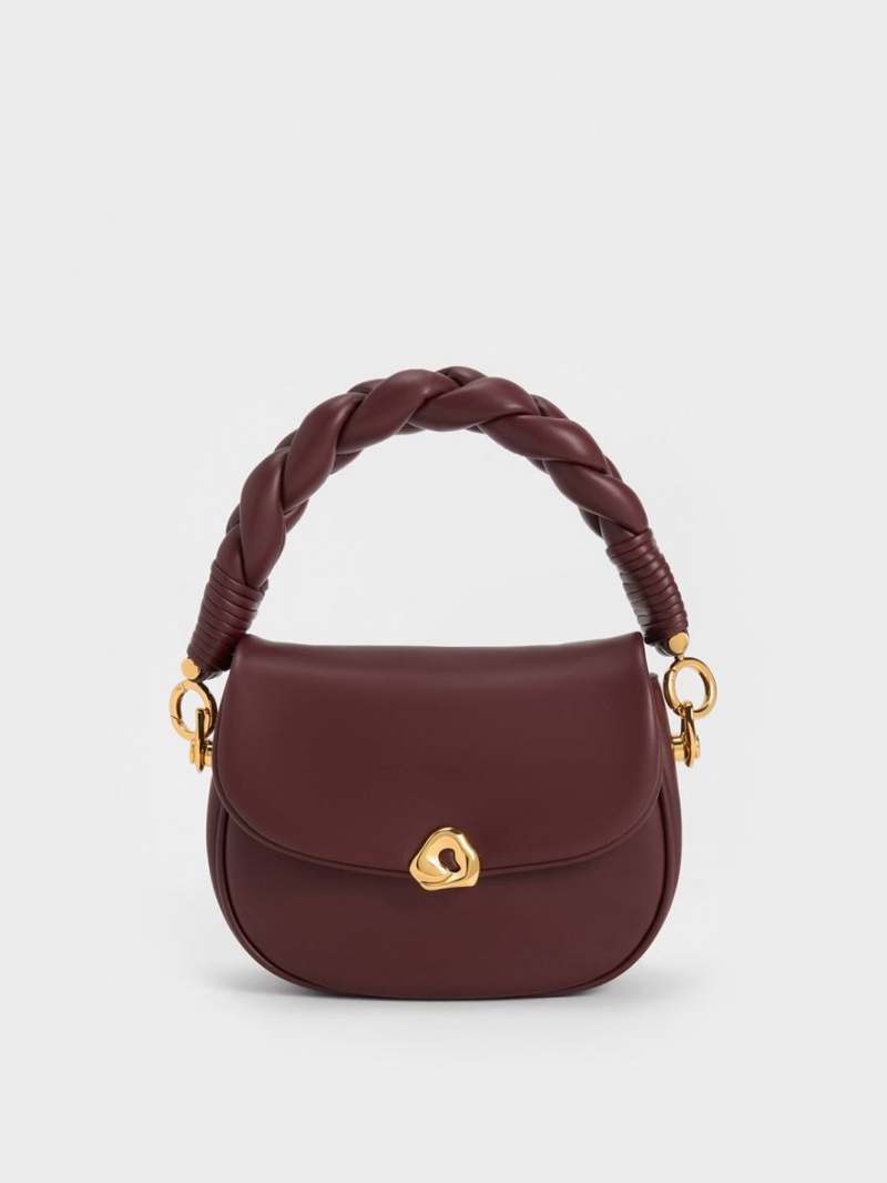 Charles & Keith Moira Braided Handtasche Dunkelschokolade | 360XHUNPR