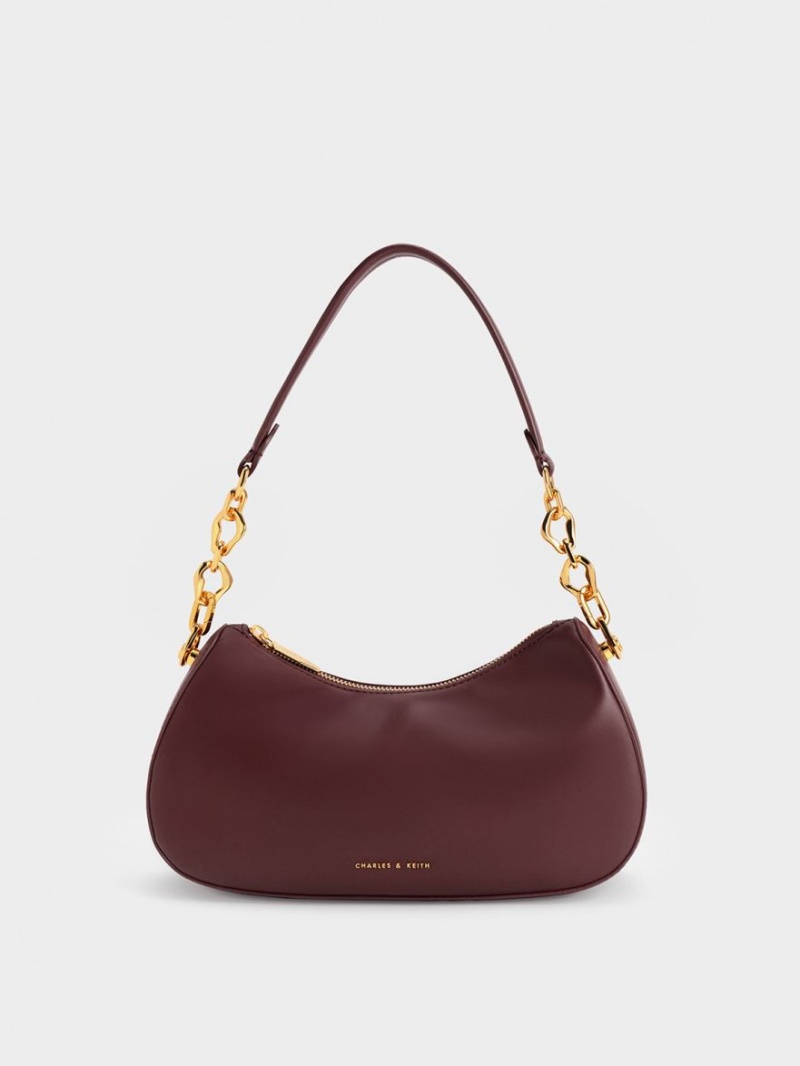 Charles & Keith Moira Sculptural Schultertaschen Dunkelschokolade | 165XZYNWP