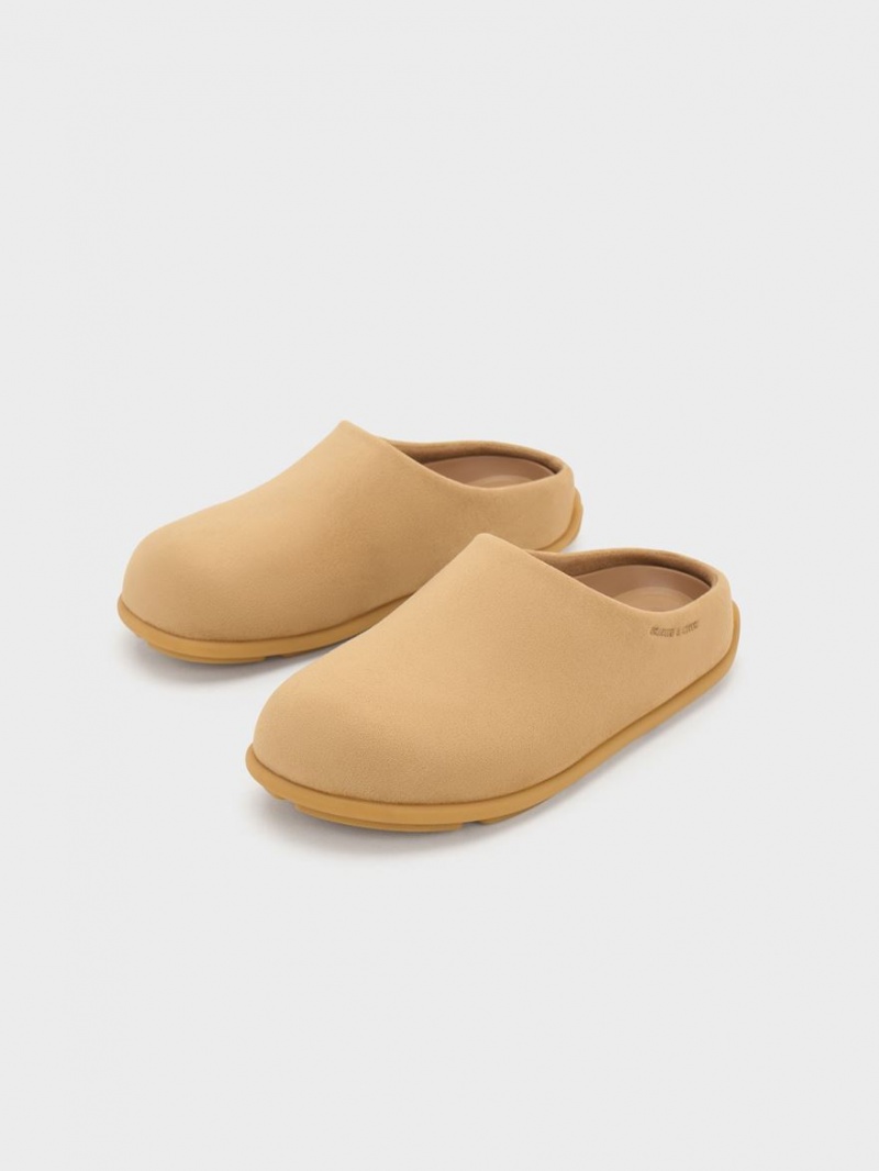 Charles & Keith Molly Textured Flache Mules Braun | 357BNWRKT