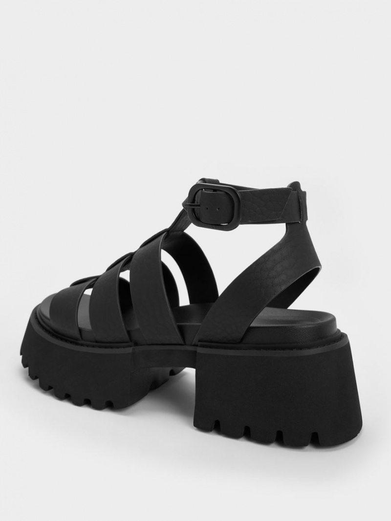 Charles & Keith Nadine Gladiator Plateausandalen Schwarz | 307HWOUGY