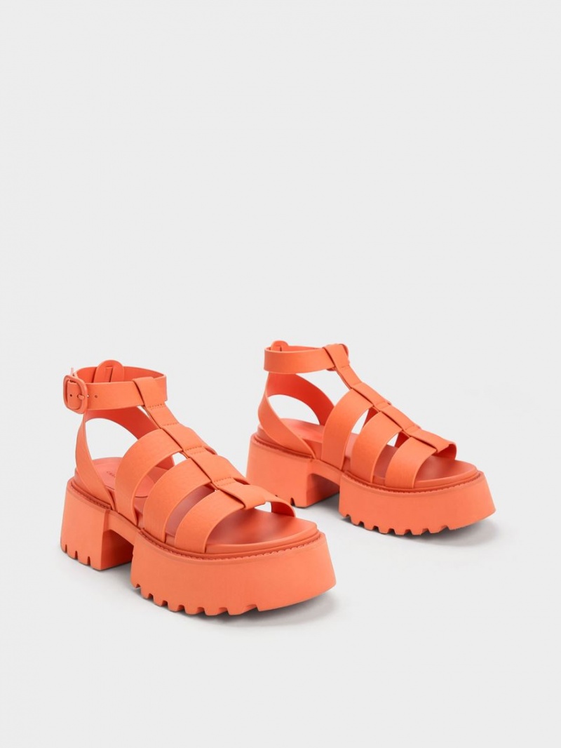 Charles & Keith Nadine Gladiator Plateausandalen Orange | 591OGSIRV