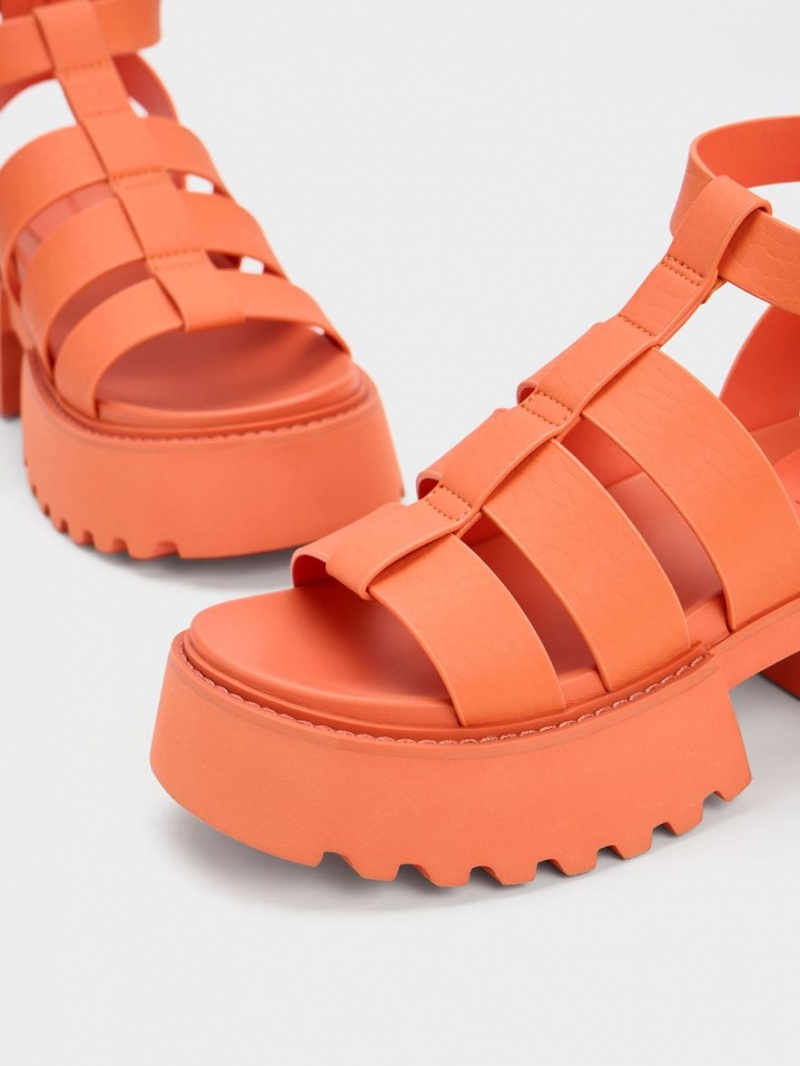 Charles & Keith Nadine Gladiator Plateausandalen Orange | 591OGSIRV