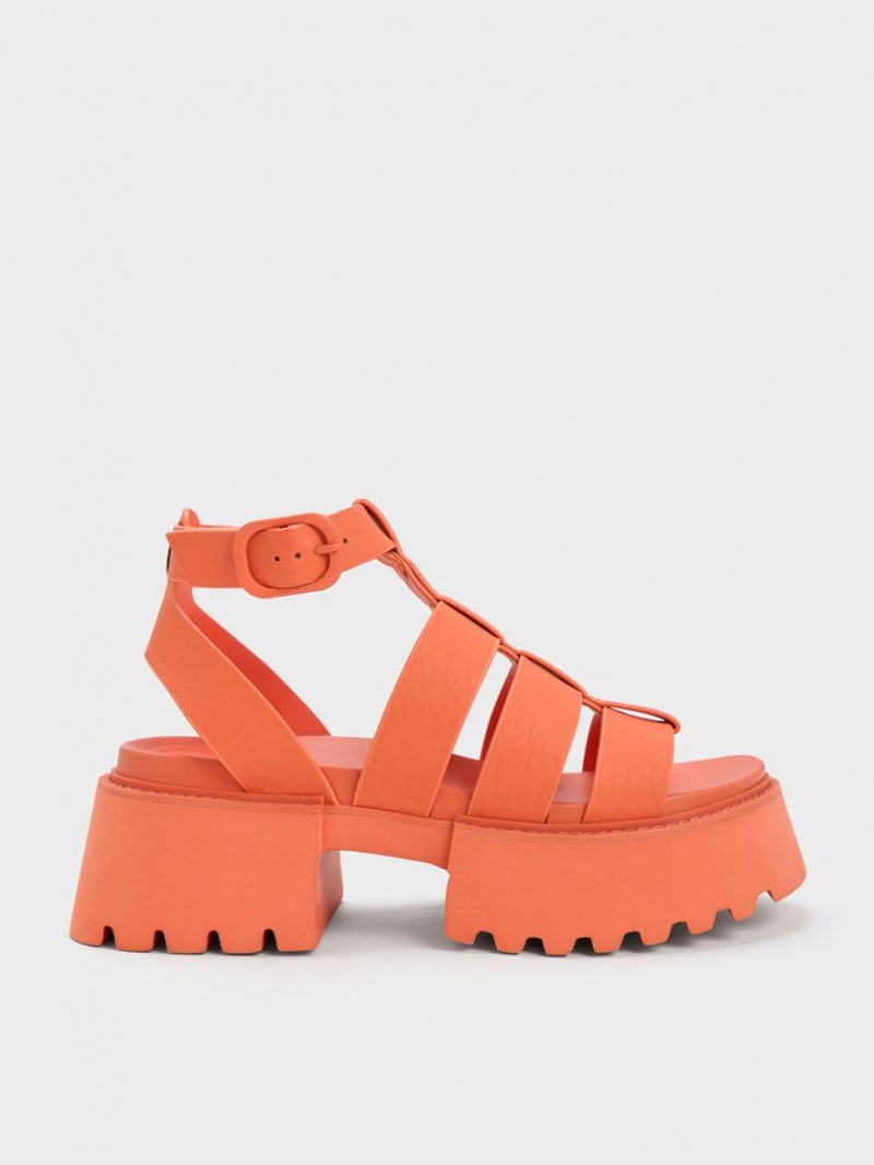 Charles & Keith Nadine Gladiator Plateausandalen Orange | 591OGSIRV