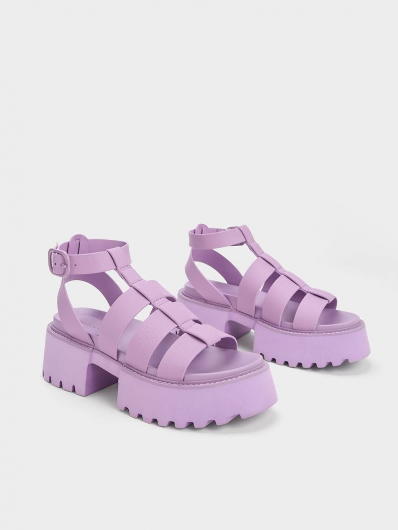 Charles & Keith Nadine Gladiator Plateausandalen Lila | 378YUQITO