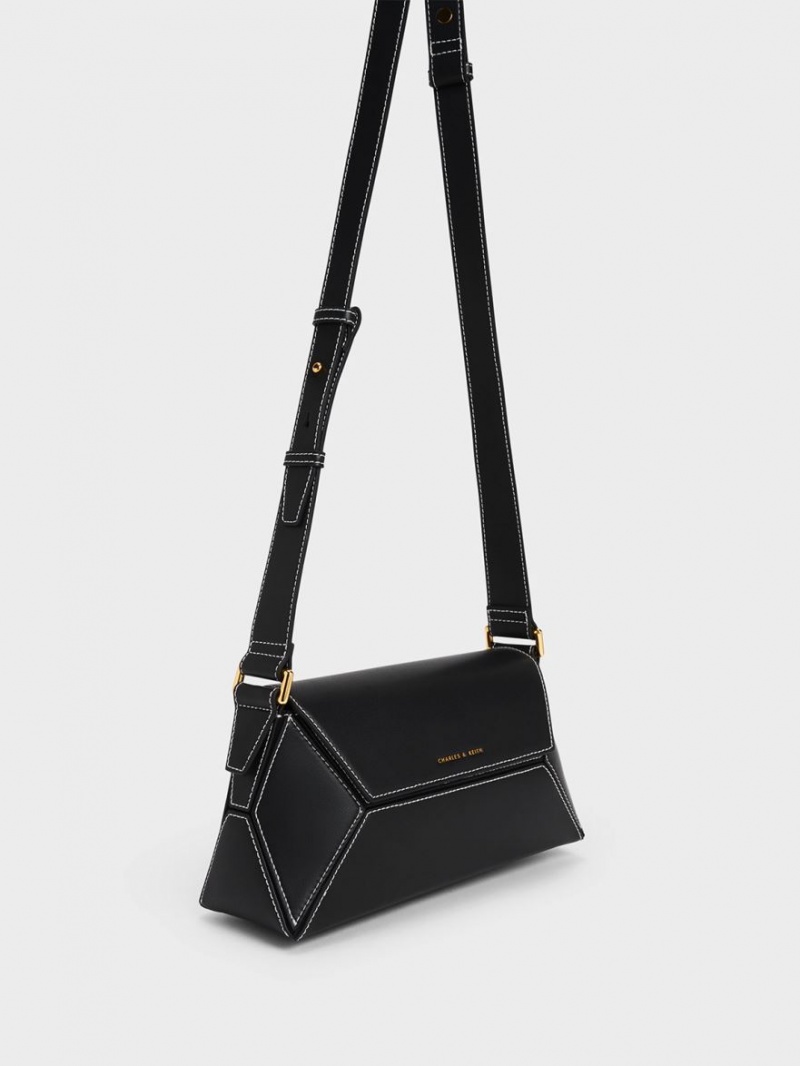 Charles & Keith Nasrin Geometric Schultertaschen Schwarz | 134MCWZAI