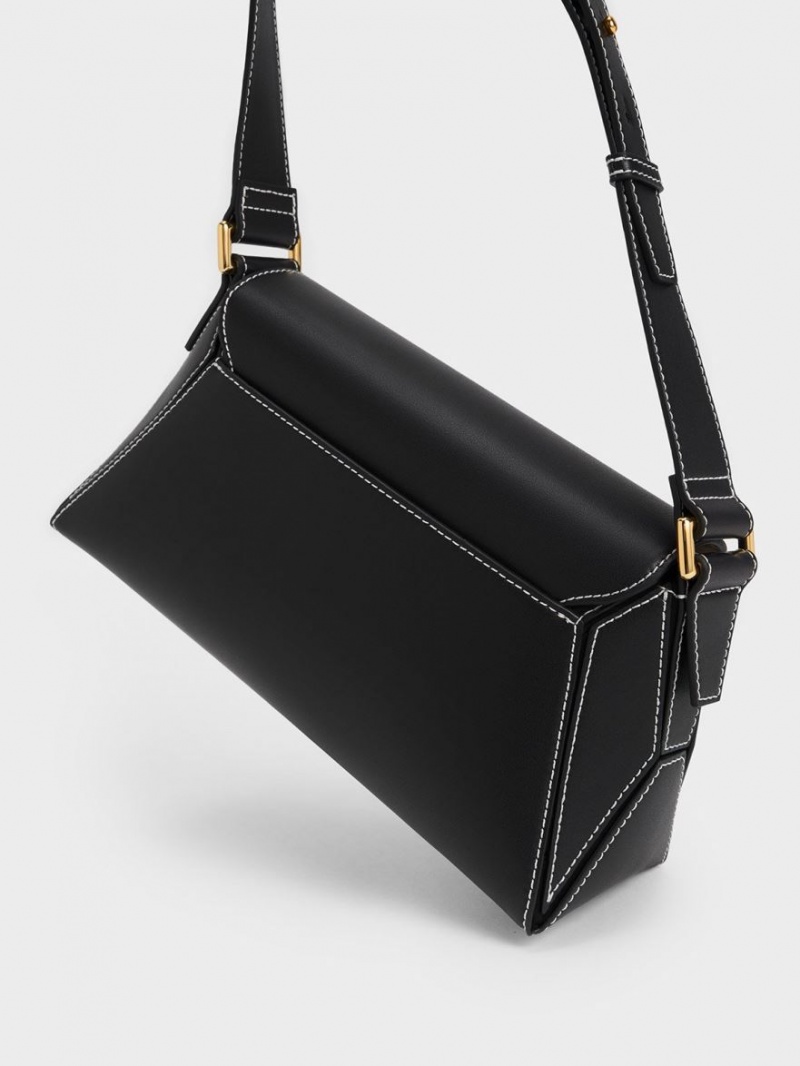 Charles & Keith Nasrin Geometric Schultertaschen Schwarz | 134MCWZAI