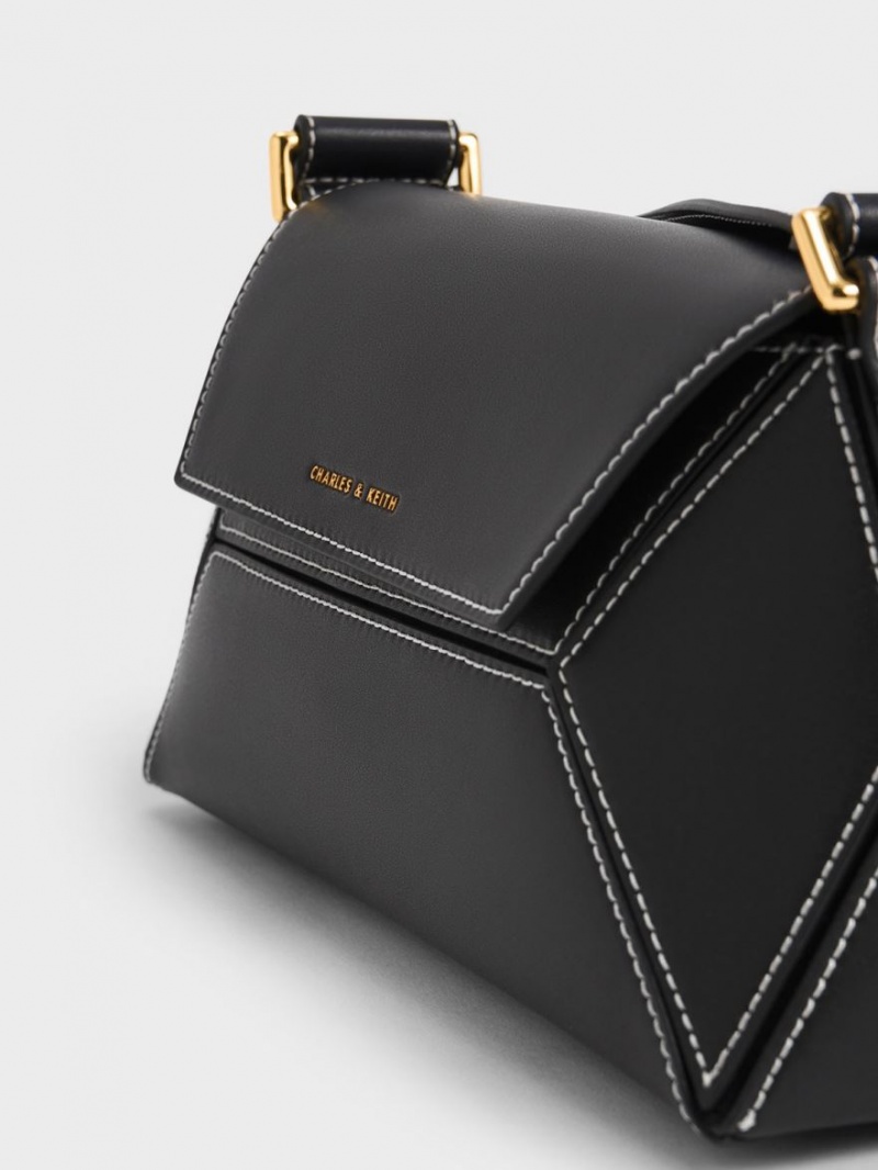 Charles & Keith Nasrin Geometric Schultertaschen Schwarz | 134MCWZAI