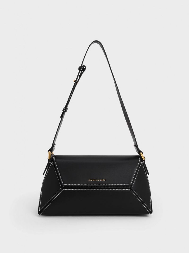 Charles & Keith Nasrin Geometric Schultertaschen Schwarz | 134MCWZAI