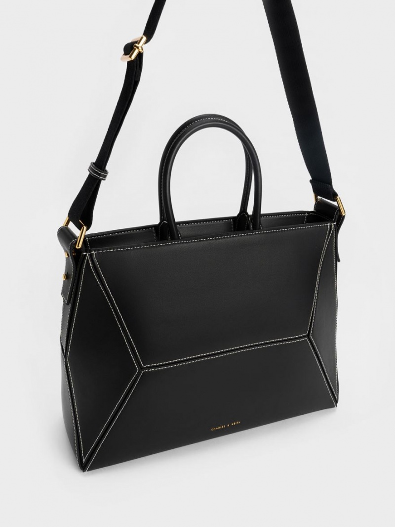 Charles & Keith Nasrin Geometric Tragetaschen Schwarz | 291RJZAVX