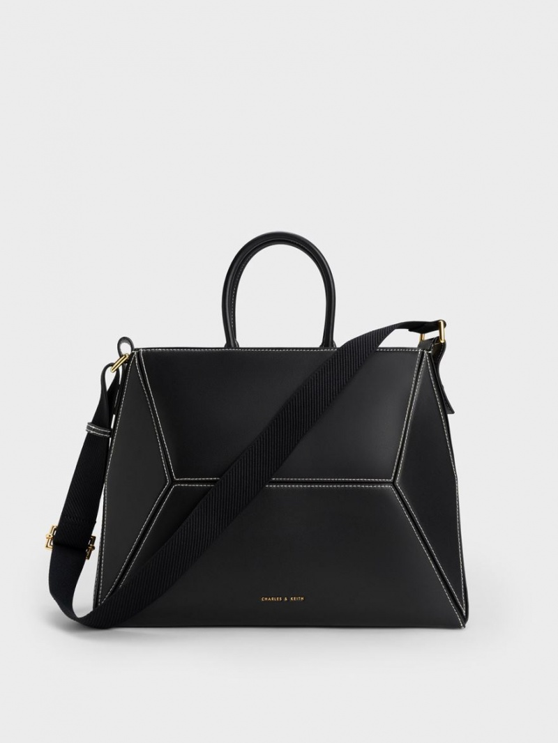 Charles & Keith Nasrin Geometric Tragetaschen Schwarz | 291RJZAVX