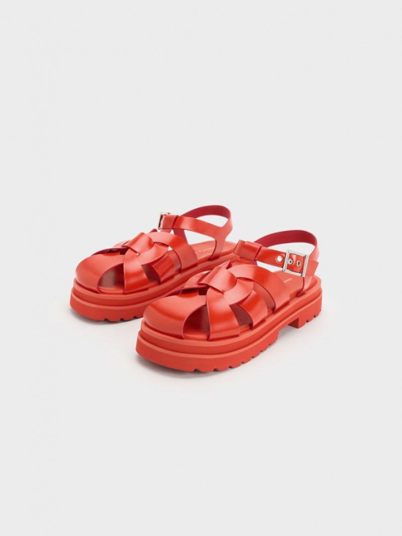 Charles & Keith Nell Gladiator Plateausandalen Rot | 890CLKOIQ