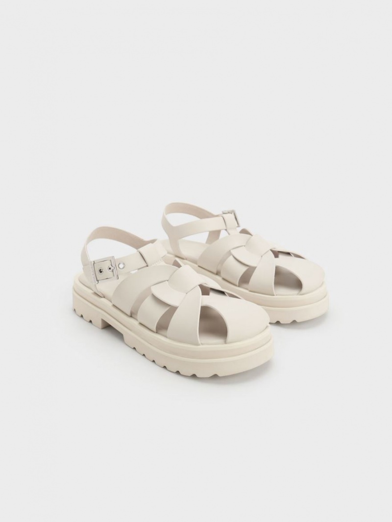 Charles & Keith Nell Gladiator Plateausandalen Weiß | 760ECFNVK