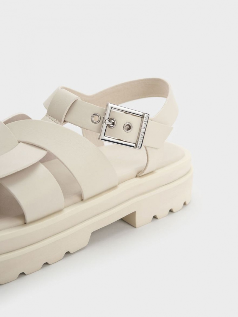 Charles & Keith Nell Gladiator Plateausandalen Weiß | 760ECFNVK