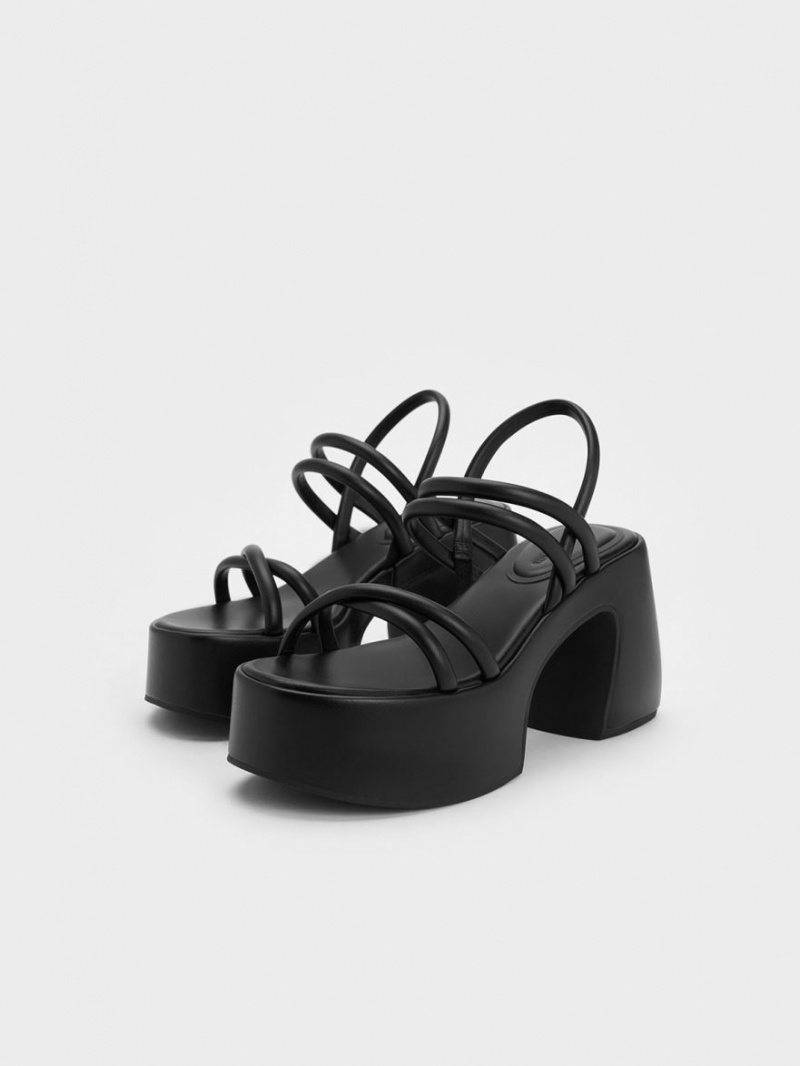 Charles & Keith Nerissa Tubular​ Plateausandalen Schwarz | 369KRWVPJ