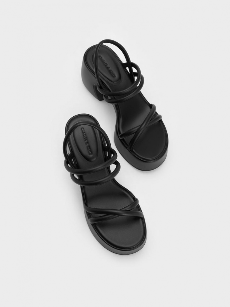 Charles & Keith Nerissa Tubular​ Plateausandalen Schwarz | 369KRWVPJ