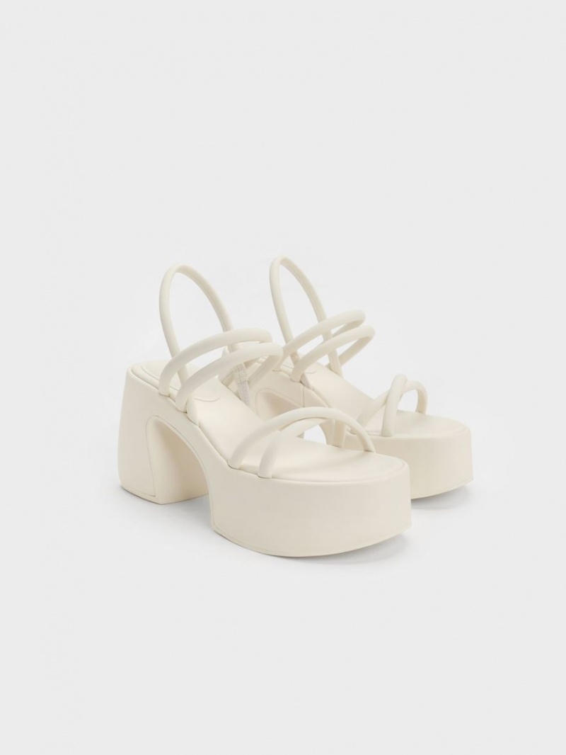 Charles & Keith Nerissa Tubular​ Plateausandalen Weiß | 074HRYMXG