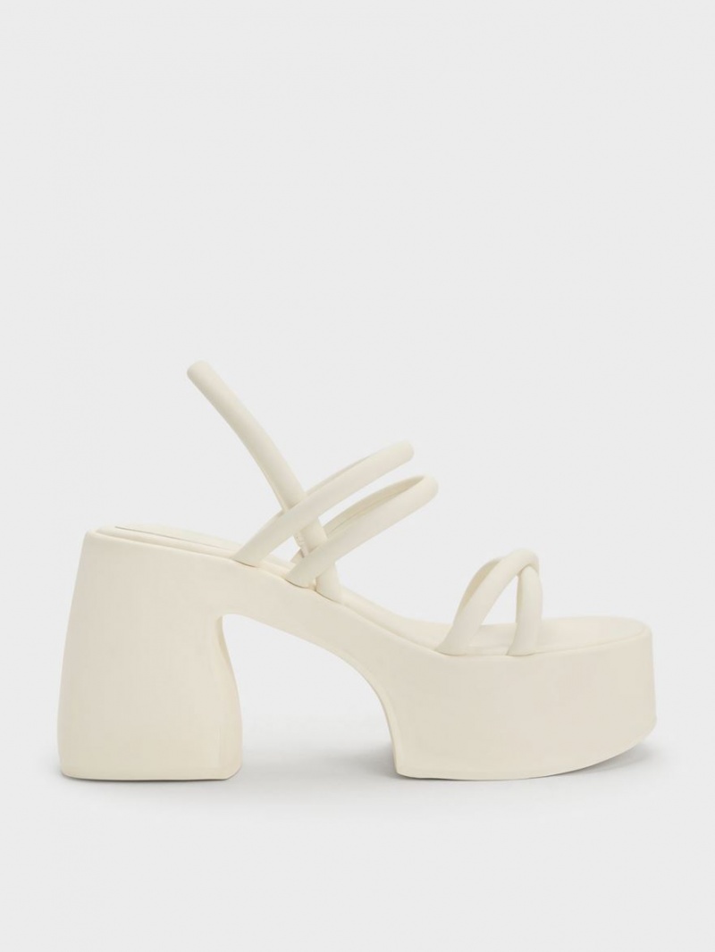 Charles & Keith Nerissa Tubular​ Plateausandalen Weiß | 074HRYMXG