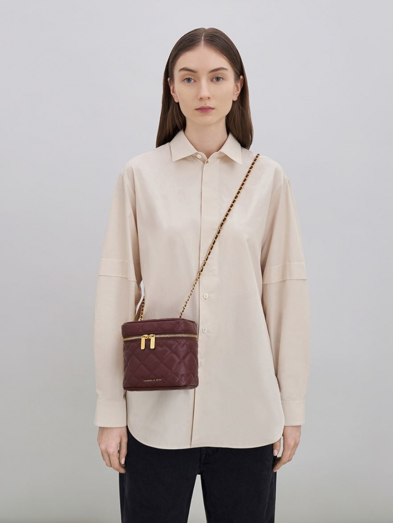 Charles & Keith Nezu Gesteppt Boxy Crossbody Taschen Dunkelschokolade | 017EUVMPC