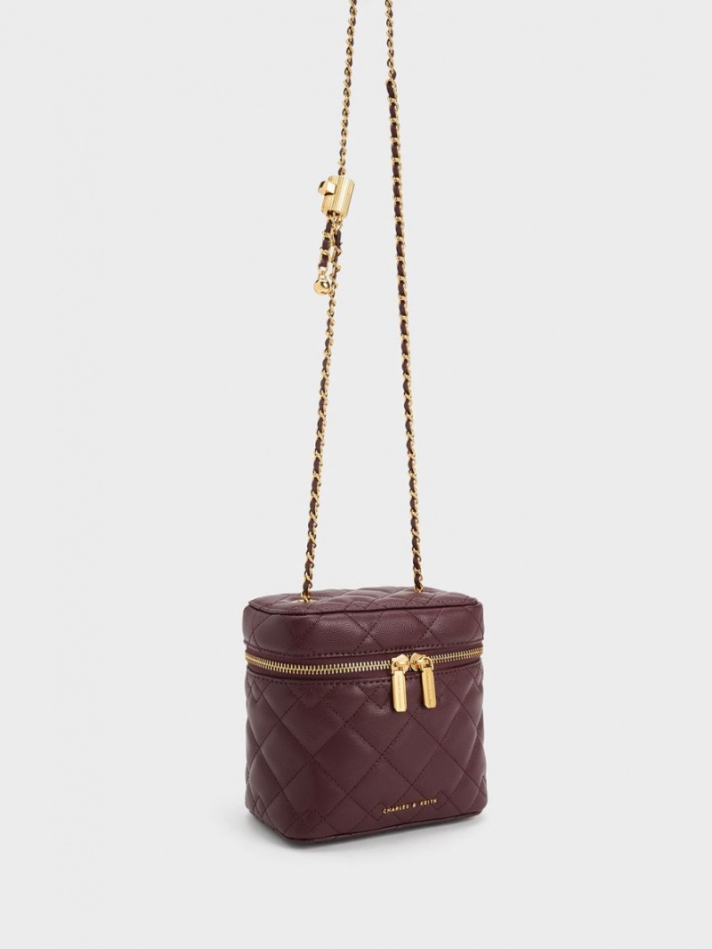 Charles & Keith Nezu Gesteppt Boxy Crossbody Taschen Dunkelschokolade | 017EUVMPC