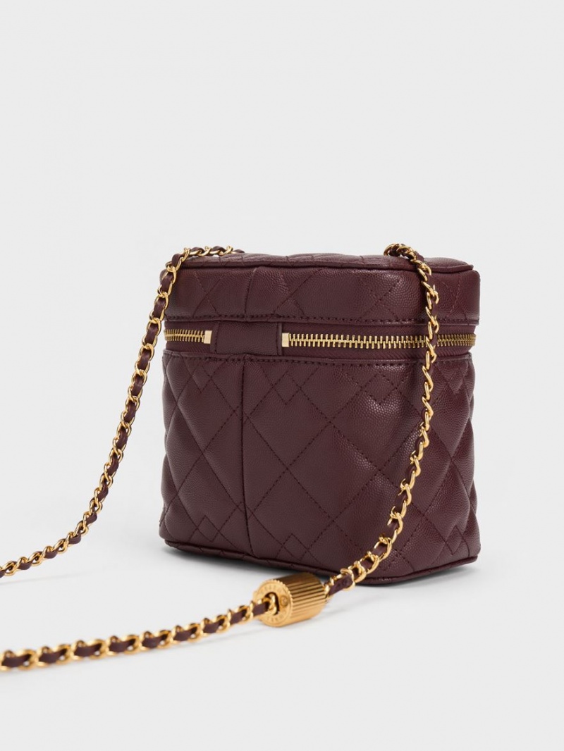 Charles & Keith Nezu Gesteppt Boxy Crossbody Taschen Dunkelschokolade | 017EUVMPC