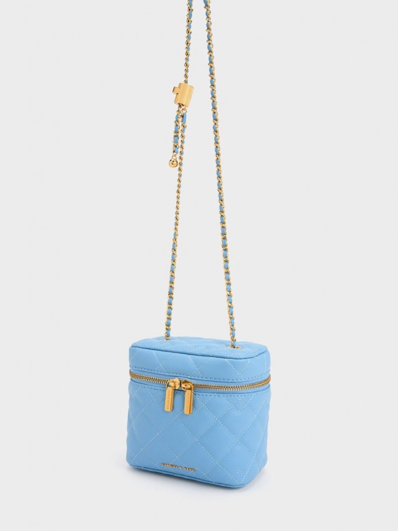 Charles & Keith Nezu Gesteppt Boxy Crossbody Taschen Hellblau | 451WVYBQX