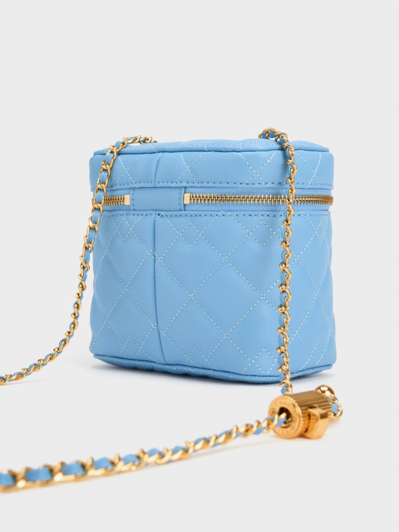 Charles & Keith Nezu Gesteppt Boxy Crossbody Taschen Hellblau | 451WVYBQX