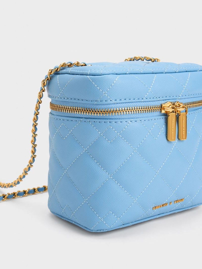 Charles & Keith Nezu Gesteppt Boxy Crossbody Taschen Hellblau | 451WVYBQX