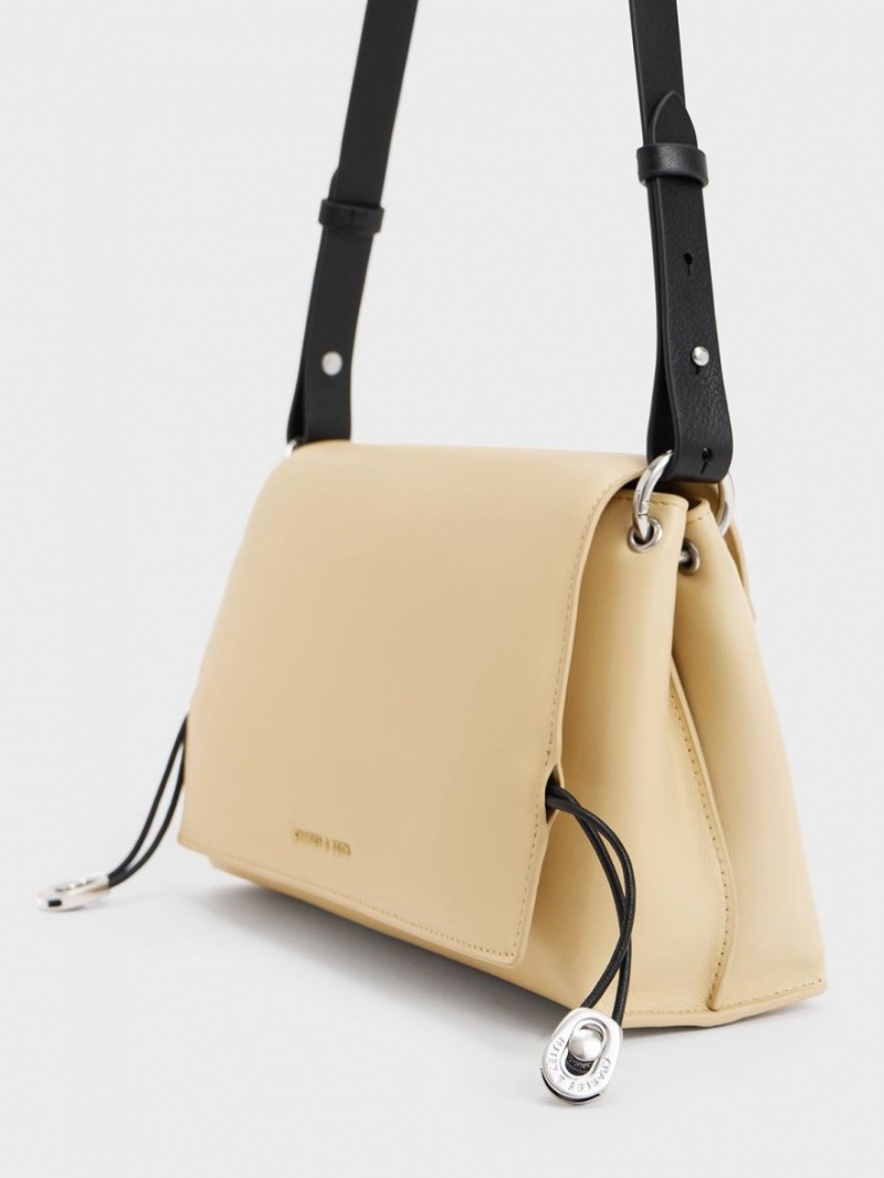 Charles & Keith Nina Leder Gepolstert Handtasche Beige | 534PVIAEM