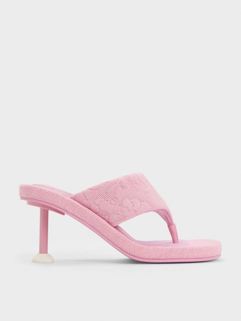 Charles & Keith Noemi Gestrickt Spool Sandalen Absatz Rosa | 738JCASHU