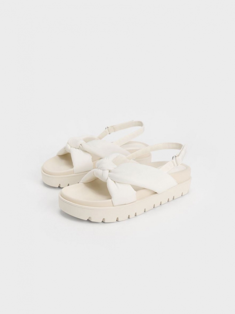 Charles & Keith Nylon Knotted Plateausandalen Weiß | 753KJHIVY