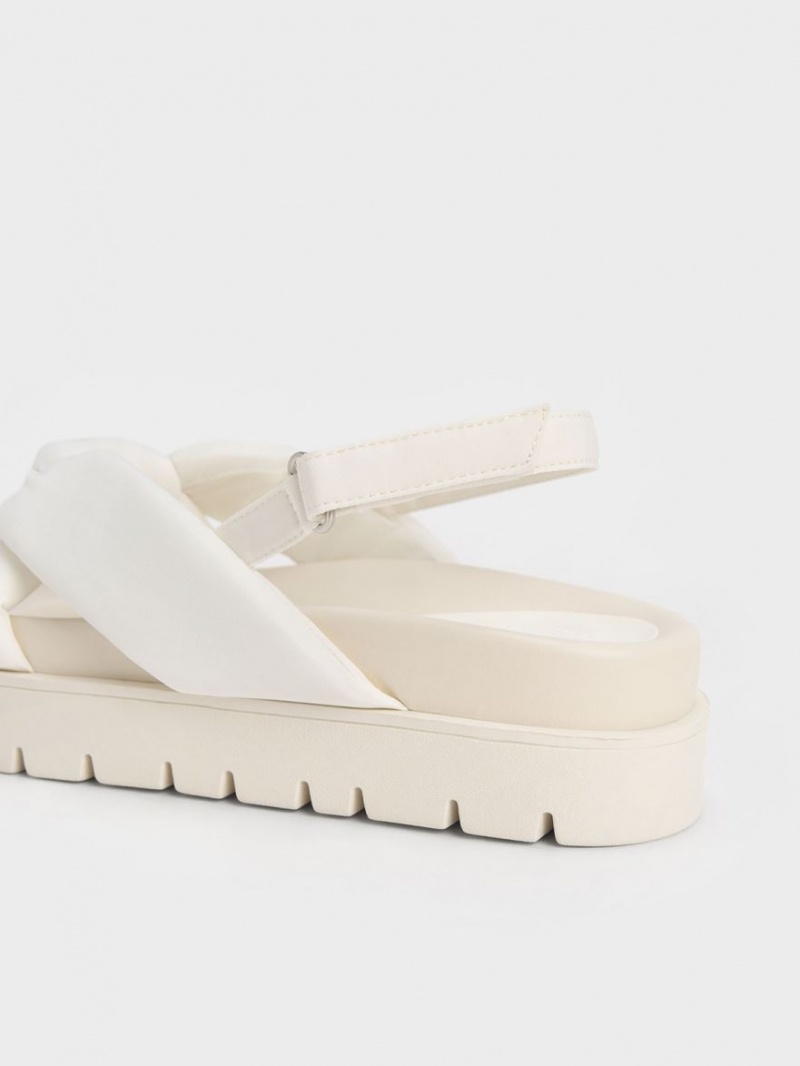 Charles & Keith Nylon Knotted Plateausandalen Weiß | 753KJHIVY