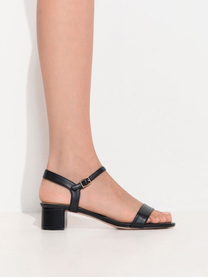 Charles & Keith Open-Kappe Sandalen Absatz Schwarz | 906RGMQTZ