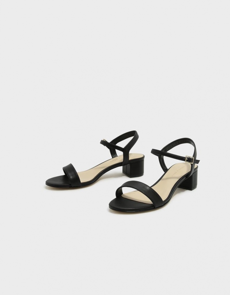 Charles & Keith Open-Kappe Sandalen Absatz Schwarz | 906RGMQTZ