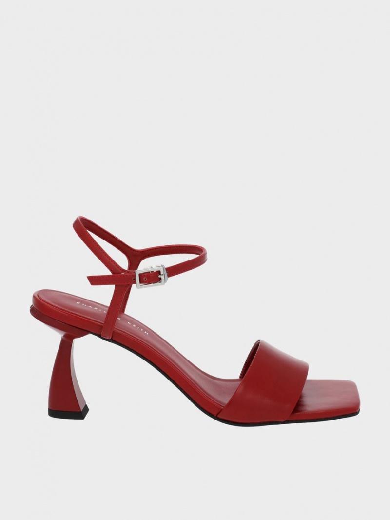 Charles & Keith Open Kappe Curved Sandalen Absatz Rot | 278HBYAWQ