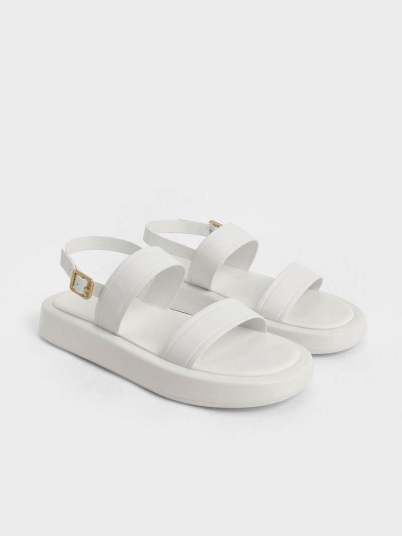 Charles & Keith Open Kappe Slingback Plateausandalen Weiß | 893XVLSQE