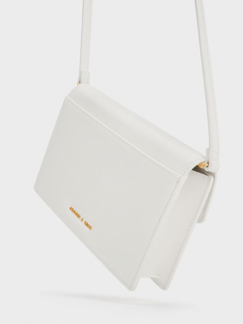 Charles & Keith Padlock Envelope Crossbody Taschen Weiß | 156HTSBVC