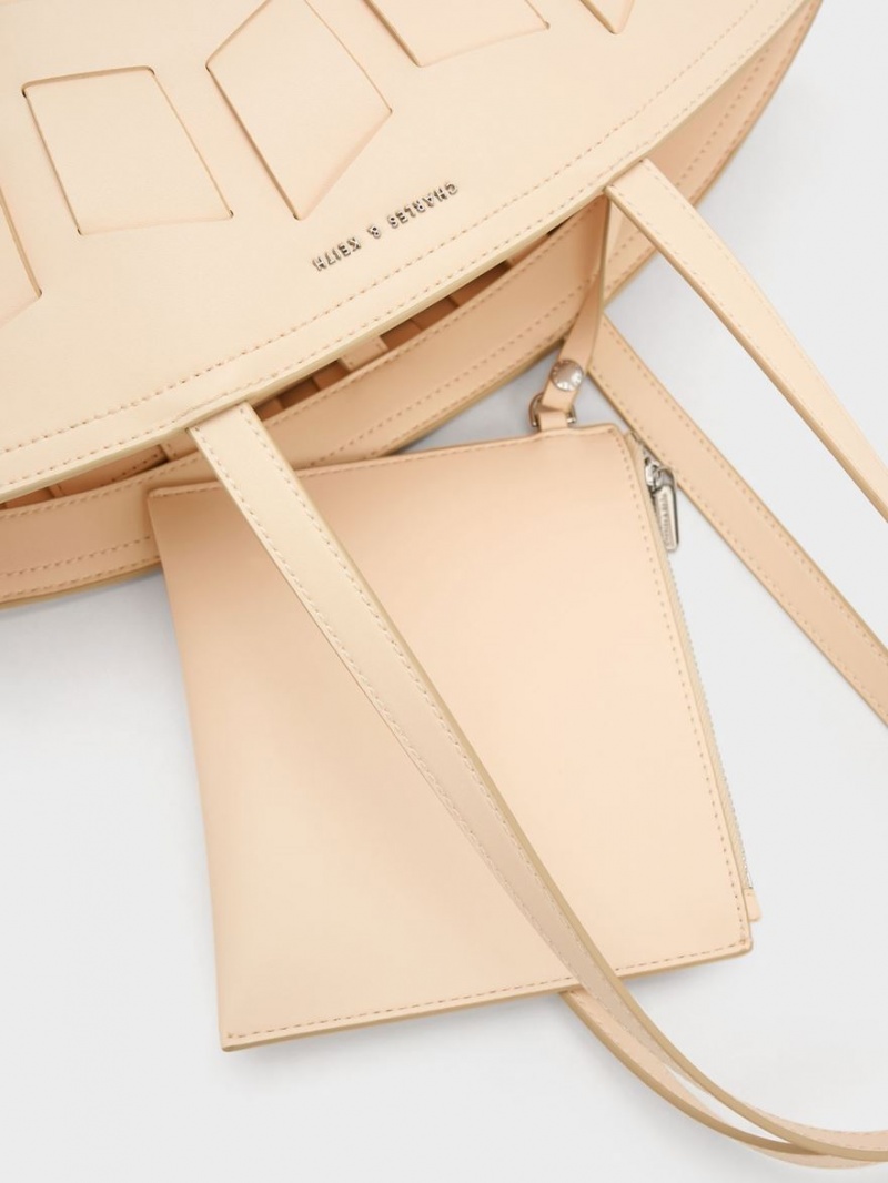 Charles & Keith Panelled Tragetaschen Beige | 950XULRQZ