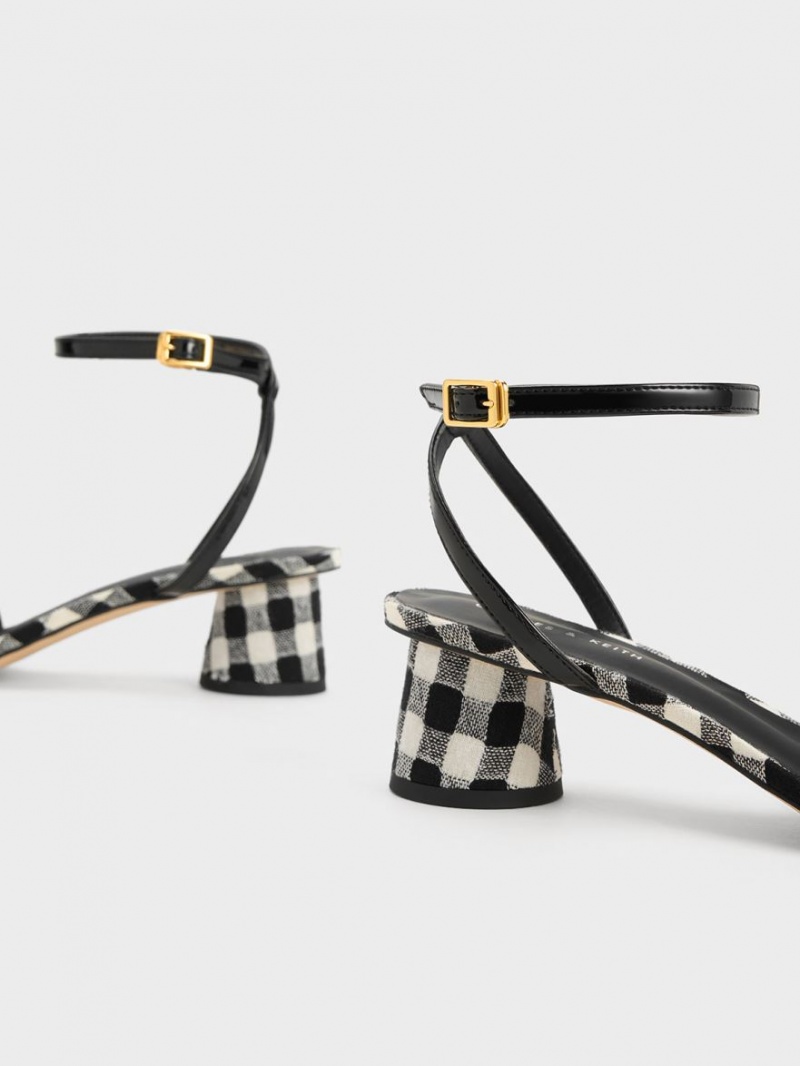 Charles & Keith Pearl-Embellished Gingham Sandalen Absatz Mehrfarbig | 291LFGMOZ