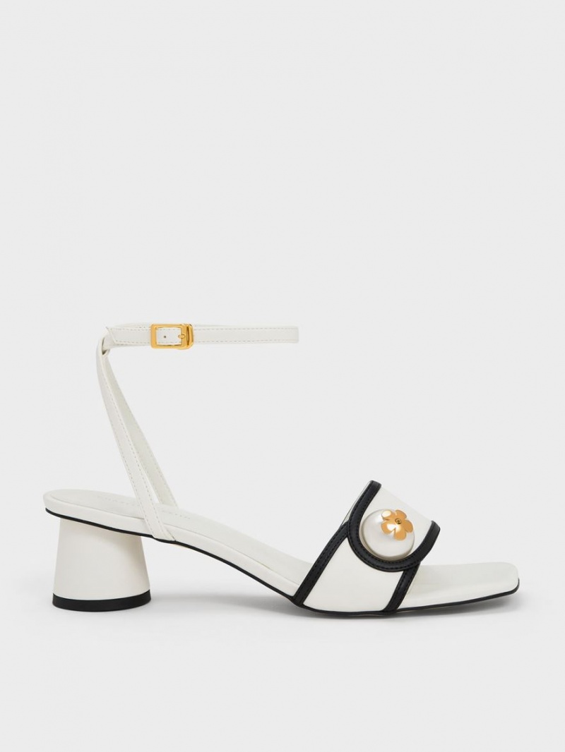 Charles & Keith Pearl-Embellished Sandalen Absatz Weiß | 102MCZVOH