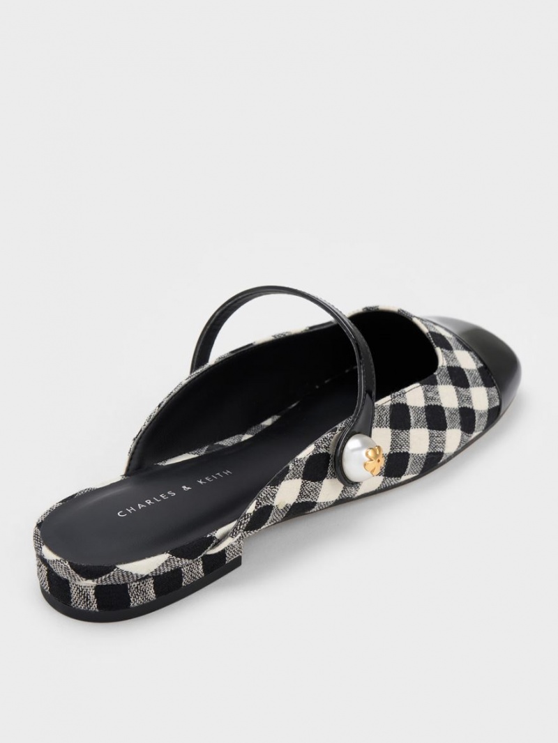 Charles & Keith Pearl Embellished Gingham Flache Mules Mehrfarbig | 183CHBIGV