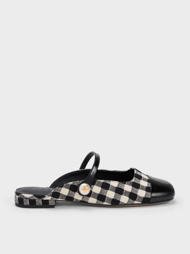 Charles & Keith Pearl Embellished Gingham Flache Mules Mehrfarbig | 183CHBIGV