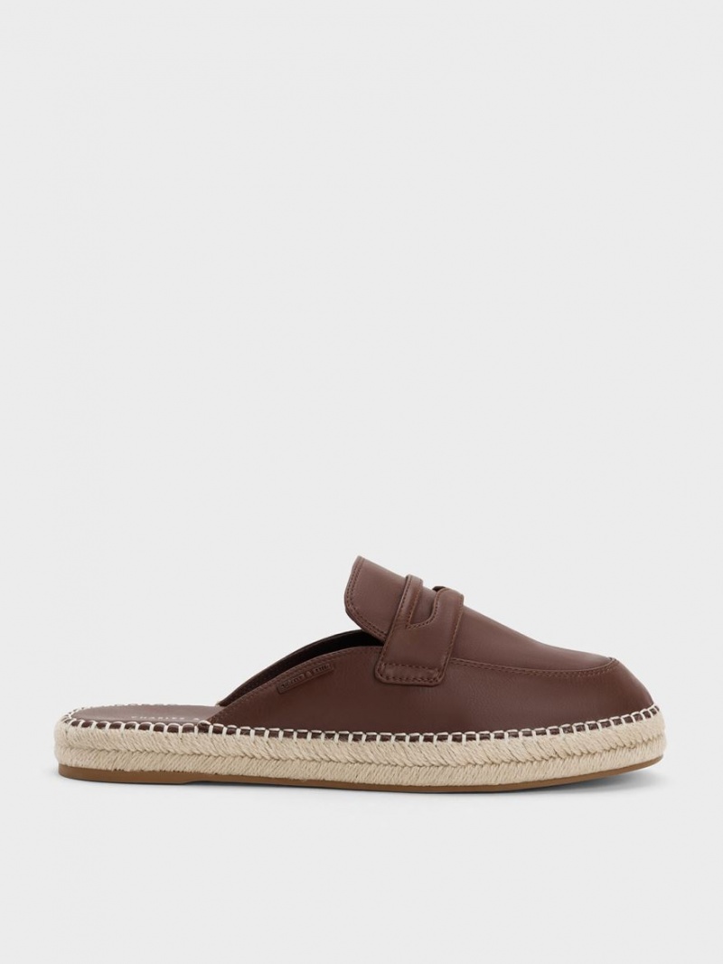 Charles & Keith Penny Backless Espadrilles Halbschuhe Braun | 762JMVZHI