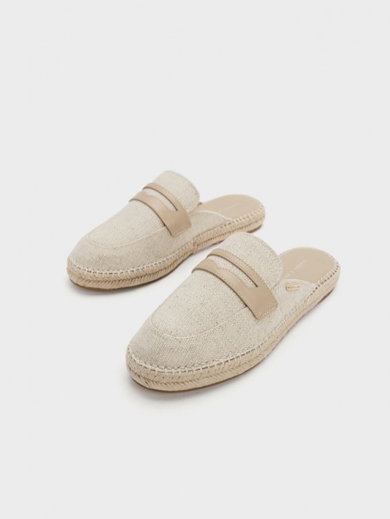 Charles & Keith Penny Backless Espadrilles Halbschuhe Beige | 364EXOTZC