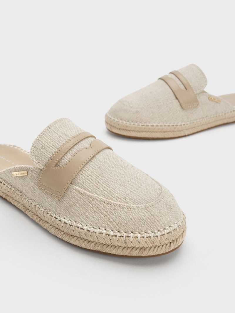 Charles & Keith Penny Backless Espadrilles Halbschuhe Beige | 364EXOTZC