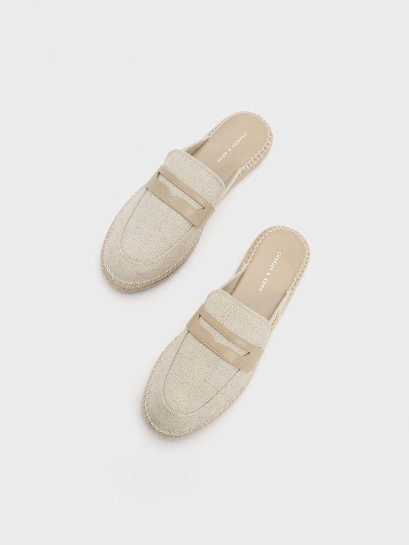 Charles & Keith Penny Backless Espadrilles Halbschuhe Beige | 364EXOTZC