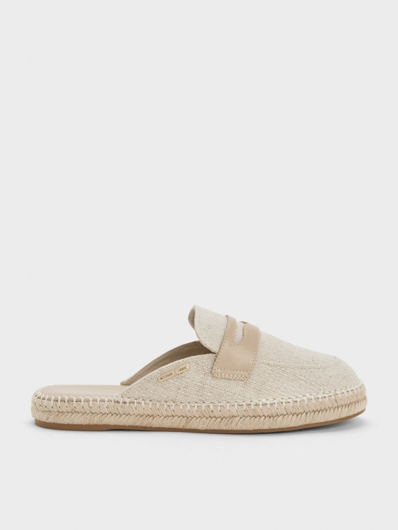 Charles & Keith Penny Backless Espadrilles Halbschuhe Beige | 364EXOTZC