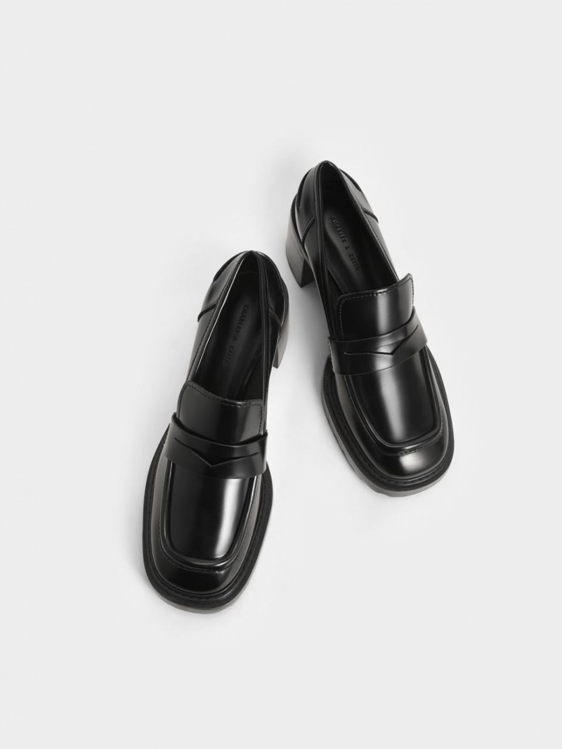 Charles & Keith Penny Loafer Pumps Schwarz | 742GSKWYE