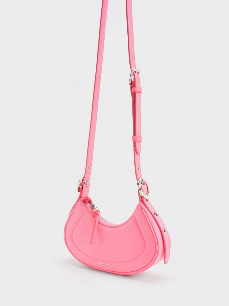 Charles & Keith Petra Curved Schultertaschen Rosa | 190WHYFDN